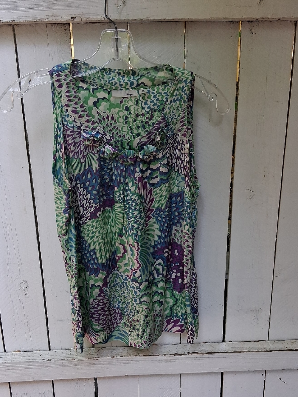Halogen Multicolor Floral-Print Sleeveless Tank — Green & Purple